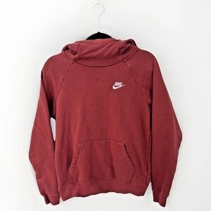 Nike Women's Funnel Neck Pull Over Hooded Sweatshirt Size XS Rose Red